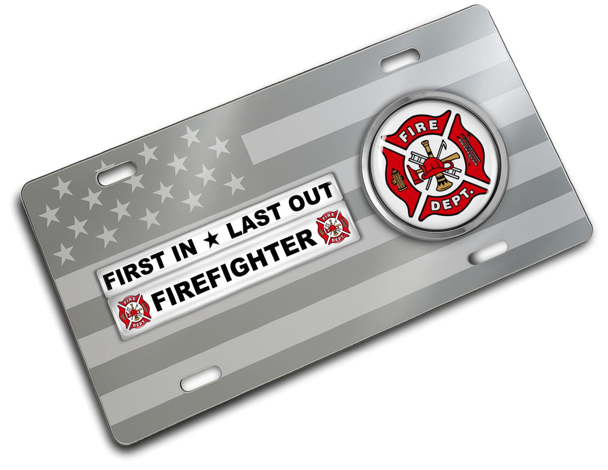 Firefighter - Stainless Steel Car License Plate